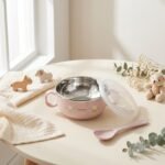 Baby Stainless Steel Feeding Bowl with Lid & Spoon - Image 4