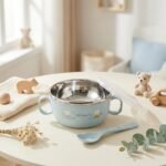 Baby Stainless Steel Feeding Bowl with Lid & Spoon - Image 3